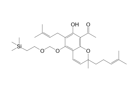 8-Acetyl-2-methyl-2-(4-methylpent-3-en-1-yl)-7-hydroxy-6-(3-methyl-but-2-en-1-yl)-5-[2-(trimethylsilyl)ethoxymethyloxy]benzopyran