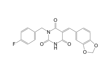 (5E)-5-(1,3-benzodioxol-5-ylmethylene)-1-(4-fluorobenzyl)-2,4,6(1H,3H,5H)-pyrimidinetrione