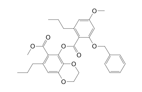 1,4-Benzodioxin-6-carboxylic acid, 2,3-dihydro-5-[[4-methoxy-2-(phenylmethoxy)-6-propylbenzoyl]oxy]-7-propyl-, methyl ester