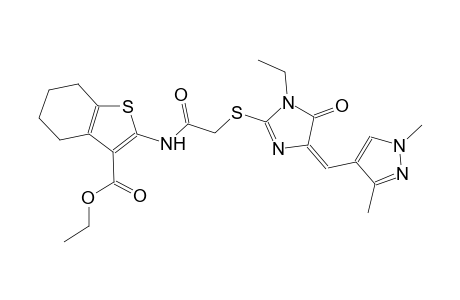 ethyl 2-{[({(4E)-4-[(1,3-dimethyl-1H-pyrazol-4-yl)methylene]-1-ethyl-5-oxo-4,5-dihydro-1H-imidazol-2-yl}sulfanyl)acetyl]amino}-4,5,6,7-tetrahydro-1-benzothiophene-3-carboxylate