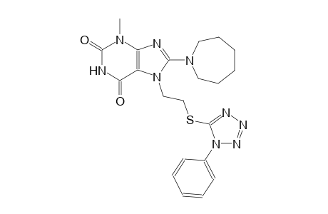 8-hexahydro-1H-azepin-1-yl-3-methyl-7-{2-[(1-phenyl-1H-tetraazol-5-yl)sulfanyl]ethyl}-3,7-dihydro-1H-purine-2,6-dione