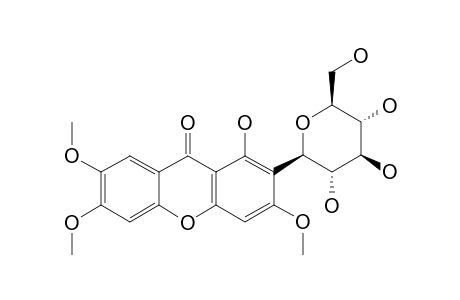 2-BETA-D-GLUCOPYRANOSYL-1-HYDROXY-3,6,7-TRIMETHOXY-9H-XANTHEN-9-ONE