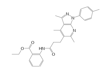 benzoic acid, 2-[[1-oxo-3-[3,4,6-trimethyl-1-(4-methylphenyl)-1H-pyrazolo[3,4-b]pyridin-5-yl]propyl]amino]-, ethyl ester