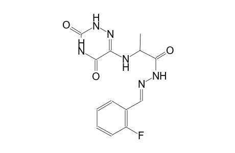 alanine, N-(2,3,4,5-tetrahydro-3,5-dioxo-1,2,4-triazin-6-yl)-, 2-[(E)-(2-fluorophenyl)methylidene]hydrazide