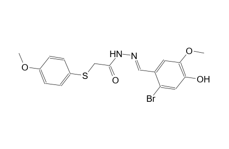 N'-[(E)-(2-bromo-4-hydroxy-5-methoxyphenyl)methylidene]-2-[(4-methoxyphenyl)sulfanyl]acetohydrazide
