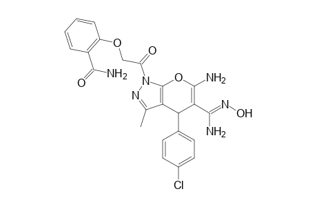 2-[2-[6-Amino-4-(4-chlorophenyl)-5-(hydroxycarbamimidoyl)-3-methylpyrano-[2,3-c]pyrazol-1(4H)-yl)-2-oxoethoxy]benzamide