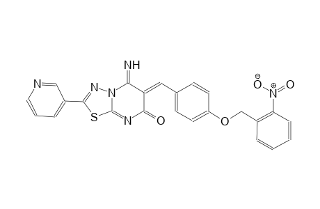 (6Z)-5-imino-6-{4-[(2-nitrobenzyl)oxy]benzylidene}-2-(3-pyridinyl)-5,6-dihydro-7H-[1,3,4]thiadiazolo[3,2-a]pyrimidin-7-one