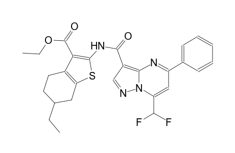 ethyl 2-({[7-(difluoromethyl)-5-phenylpyrazolo[1,5-a]pyrimidin-3-yl]carbonyl}amino)-6-ethyl-4,5,6,7-tetrahydro-1-benzothiophene-3-carboxylate