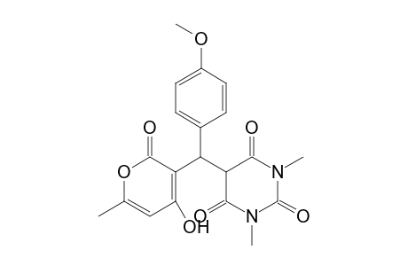 5-[(4-Hydroxy-6-methyl-2-oxo-2H-pyran-3-yl)(4-methoxyphenyl)methyl]-1,3-dimethylpyrimidine-2,4,6(1H,3H,5H)-trione