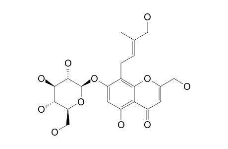7-[(BETA-D-GLUCOPYRANOSYL)-OXY]-5-HYDROXY-2-HYDROXYMETHYL-8-[(2E)-4-HYDROXY-3-METHYLBUT-2-ENYL]-4H-1-BENZOPYRAN-4-ONE