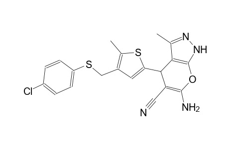 6-amino-4-(4-{[(4-chlorophenyl)sulfanyl]methyl}-5-methyl-2-thienyl)-3-methyl-1,4-dihydropyrano[2,3-c]pyrazole-5-carbonitrile