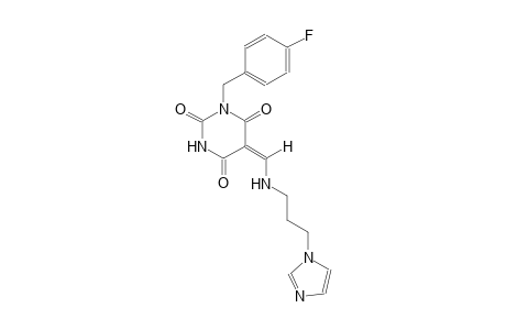 (5E)-1-(4-fluorobenzyl)-5-({[3-(1H-imidazol-1-yl)propyl]amino}methylene)-2,4,6(1H,3H,5H)-pyrimidinetrione