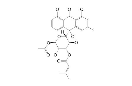 ALVARADOIN_J;(10-S)-C-(1-O-ACETYL-3-O-SENECIOYL)-BETA-D-LYXOPYRANOSYL-1,8,10-TRIHYDROXY-3-METHYLANTHRACEN-9-ONE