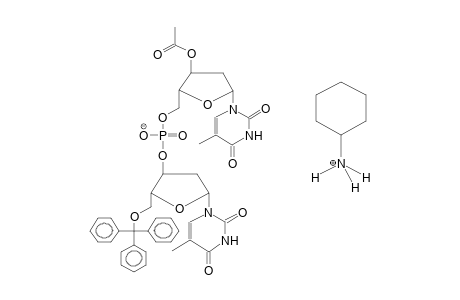 3'-O-ACETYL-5'-(5'-O-TRITYLDEOXYTHYMID-3'-YLOXYPHOSPHORYL)DEOXYTHYMIDINE, CYCLOHEXYLAMMONIUM SALT
