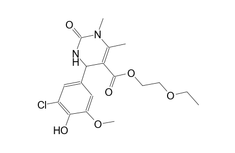 2-ethoxyethyl 4-(3-chloro-4-hydroxy-5-methoxyphenyl)-1,6-dimethyl-2-oxo-1,2,3,4-tetrahydro-5-pyrimidinecarboxylate