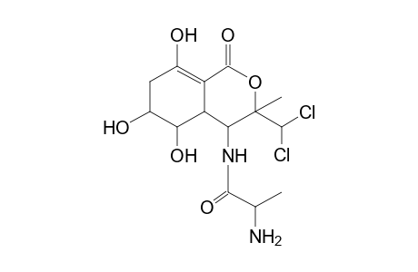 2-Amino-N-[3-(dichloromethyl)-5,6,8-trihydroxy-3-methyl-1-oxo-3,4,4a,5,6,7-hexahydro-1H-isochromen-4-yl]propanamide