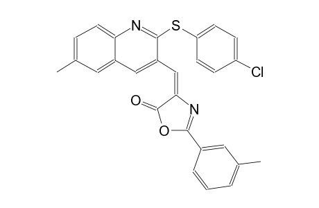 5(4H)-Oxazolone, 4-[[2-[(4-chlorophenyl)thio]-6-methyl-3-quinolinyl]methylidene]-2-(3-methylphenyl)-