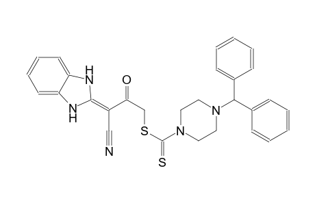 3-cyano-3-(1,3-dihydro-2H-benzimidazol-2-ylidene)-2-oxopropyl 4-benzhydryl-1-piperazinecarbodithioate