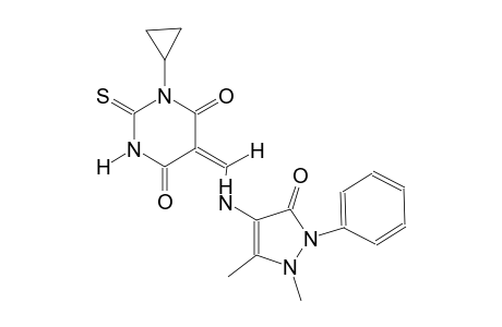 (5E)-1-cyclopropyl-5-{[(1,5-dimethyl-3-oxo-2-phenyl-2,3-dihydro-1H-pyrazol-4-yl)amino]methylene}-2-thioxodihydro-4,6(1H,5H)-pyrimidinedione