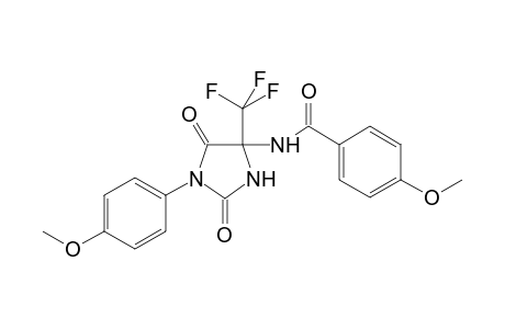 4-Methoxy-N-[1-(4-methoxyphenyl)-2,5-bis(oxidanylidene)-4-(trifluoromethyl)imidazolidin-4-yl]benzamide