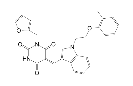 (5Z)-1-(2-furylmethyl)-5-({1-[2-(2-methylphenoxy)ethyl]-1H-indol-3-yl}methylene)-2,4,6(1H,3H,5H)-pyrimidinetrione