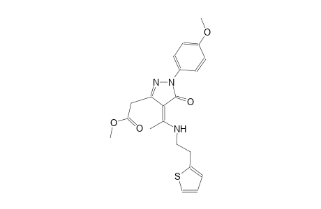 1H-pyrazole-3-acetic acid, 4,5-dihydro-1-(4-methoxyphenyl)-5-oxo-4-[1-[[2-(2-thienyl)ethyl]amino]ethylidene]-, methyl ester, (4Z)-