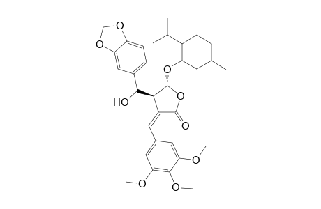 (-)-(4R,5R)-3-(3",4",5"-Trimethoxybenzylidene)-4-(3',4'-methylenedioxy-.alpha.-hydroxybenzyl)-5-(1-menthyloxy)butyroactone