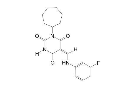 (5E)-1-cycloheptyl-5-[(3-fluoroanilino)methylene]-2,4,6(1H,3H,5H)-pyrimidinetrione