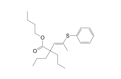 3-Pentenoic acid, 4-(phenylthio)-2,2-dipropyl-, butyl ester, (E)-