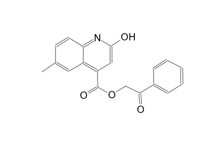 4-quinolinecarboxylic acid, 2-hydroxy-6-methyl-, 2-oxo-2-phenylethyl ester