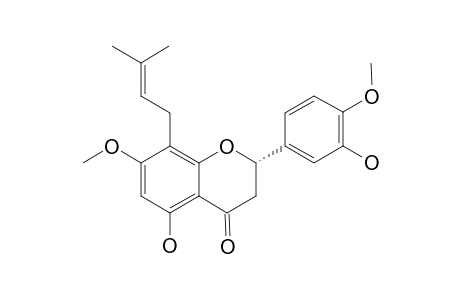 GLOVANON;(S)-2,3-DIHYDRO-5-HYDROXY-2-(3-HYDROXY-4-METHOXYPHENYL)-7-METHOXY-8-(3-METHYL-2-BUTENYL)-4H-1-BENZOPYRAN-4-ONE