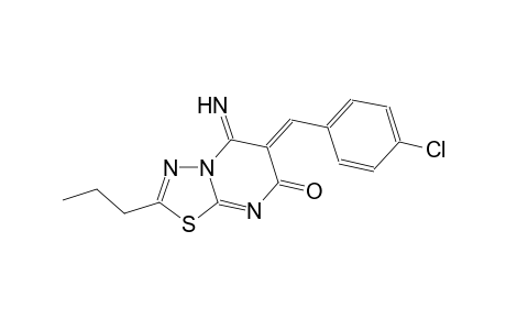 7H-[1,3,4]thiadiazolo[3,2-a]pyrimidin-7-one, 6-[(4-chlorophenyl)methylene]-5,6-dihydro-5-imino-2-propyl-, (6Z)-