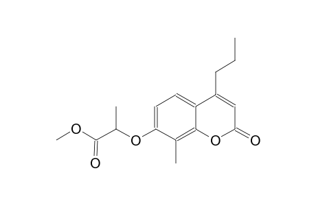propanoic acid, 2-[(8-methyl-2-oxo-4-propyl-2H-1-benzopyran-7-yl)oxy]-, methyl ester