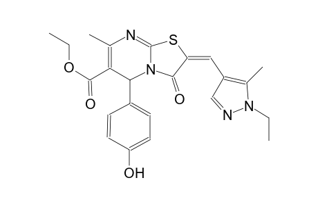 ethyl (2E)-2-[(1-ethyl-5-methyl-1H-pyrazol-4-yl)methylene]-5-(4-hydroxyphenyl)-7-methyl-3-oxo-2,3-dihydro-5H-[1,3]thiazolo[3,2-a]pyrimidine-6-carboxylate