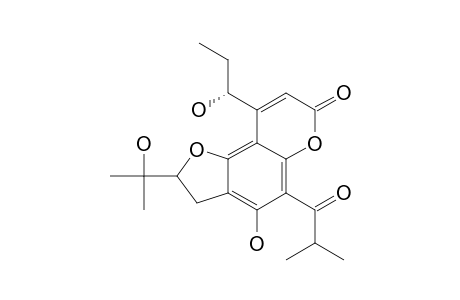 SIAMENOL-A;9-(1-HYDROXYPROPYL)-4-HYDROXY-5-(2-METHYL-1-OXOPROPYL)-2-(1-HYDROXY-1-METHYLETHYL)-2,3-DIHYDROFURO-[2,3-F]-CHROMENE-7-ONE