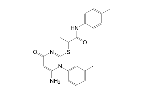 2-{[6-amino-1-(3-methylphenyl)-4-oxo-1,4-dihydro-2-pyrimidinyl]sulfanyl}-N-(4-methylphenyl)propanamide