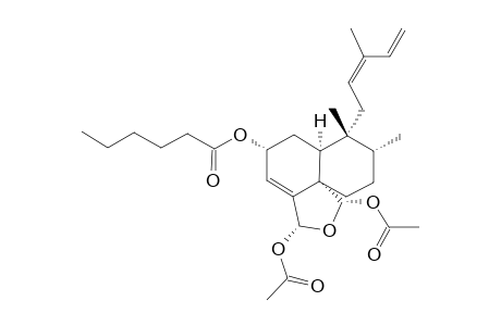 CASEARGREWIIN_H;REL-(2-R,5-S,8-R,9-R,10-S,18-R,19-S)-18,19-DIACETOXY-18,19-EPOXY-2-HEXANOYLOXYCLERODA-3,12-(Z),14-TRIENE