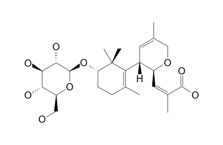FRAXINUACIDOSIDE;(-)-(AS)-(4-R,5-S,2-Z)-5-[(5-S)-5-O-BETA-D-GLUCOPYRANOSYLOXY-2,6,6-TRIMETHYLCYCLOHEXEN-1-YL]-4,8-EPOXY-2,7-DIMETHYL-DELTA-(2.6)-