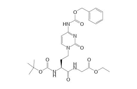 2-[[(2S)-2-[[(2-methylpropan-2-yl)oxy-oxomethyl]amino]-1-oxo-4-[2-oxo-4-(phenylmethoxycarbonylamino)-1-pyrimidinyl]butyl]amino]acetic acid ethyl ester