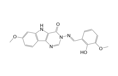 3-{[(E)-(2-hydroxy-3-methoxyphenyl)methylidene]amino}-7-methoxy-3,5-dihydro-4H-pyrimido[5,4-b]indol-4-one