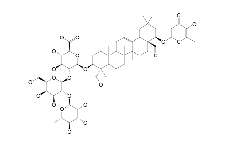 LABLAB-SAPONIN-I;#1;3-O-ALPHA-L-RHAMNOPYRANOSYL-(1->2)-BETA-D-GALACTOPYRANOSYL-(1->2)-BETA-D-GLUCURONOPYRANOSYL-(1->)]-22-O-[2',3'-DIHYDRO-2',5'-DIHYDROXY-6'-