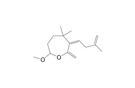 (3Z)-7-methoxy-4,4-dimethyl-3-(3-methylbut-3-enylidene)-2-methylene-oxepane