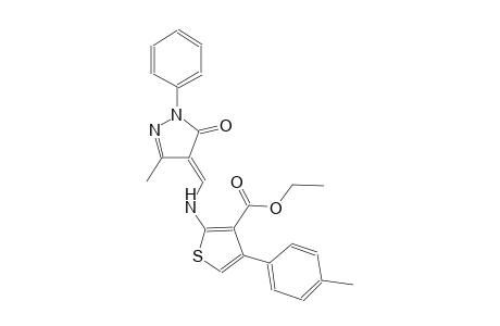 ethyl 2-{[(E)-(3-methyl-5-oxo-1-phenyl-1,5-dihydro-4H-pyrazol-4-ylidene)methyl]amino}-4-(4-methylphenyl)-3-thiophenecarboxylate