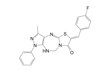 (Z)-2-(4-Fluorobenzylidene)-9-methyl-7-phenyl-5,6-dihydropyrazolo[3,4-f]thiazolo[2,3-b][1,3,5]triazepin-3-one