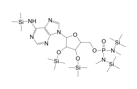 4',5',N,N,N-penta(trimethylsilyl)-(2'-oxa-3'-adeninyl-4',5'-dihydroxy-cyclopentyl)-methyl-p,p-di(dimethylamino)-phoshoate