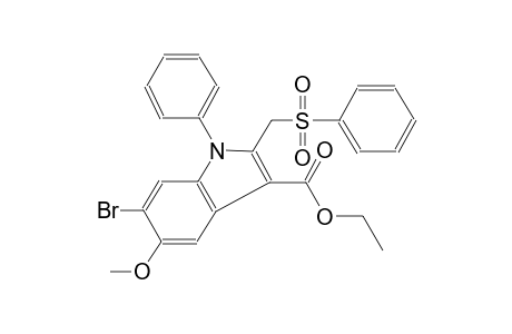 1H-indole-3-carboxylic acid, 6-bromo-5-methoxy-1-phenyl-2-[(phenylsulfonyl)methyl]-, ethyl ester