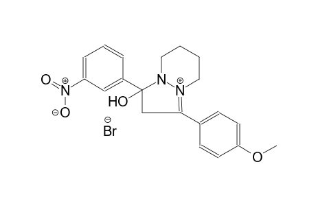1-hydroxy-3-(4-methoxyphenyl)-1-(3-nitrophenyl)-1H,2H,5H,6H,7H,8H-pyrazolo[1,2-a]pyridazin-4-ium bromide