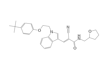 (2E)-3-{1-[2-(4-tert-butylphenoxy)ethyl]-1H-indol-3-yl}-2-cyano-N-(tetrahydro-2-furanylmethyl)-2-propenamide