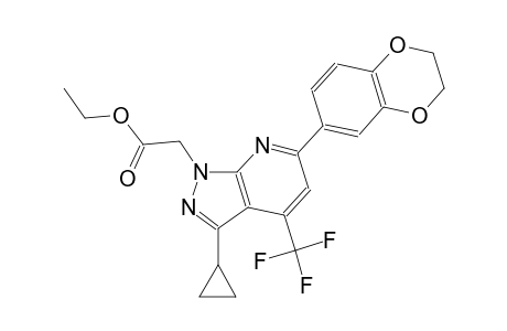 1H-pyrazolo[3,4-b]pyridine-1-acetic acid, 3-cyclopropyl-6-(2,3-dihydro-1,4-benzodioxin-6-yl)-4-(trifluoromethyl)-, ethyl ester