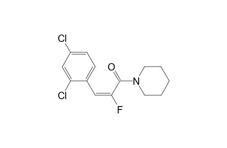 (E)-3-(2,4-dichlorophenyl)-2-fluoranyl-1-piperidin-1-yl-prop-2-en-1-one